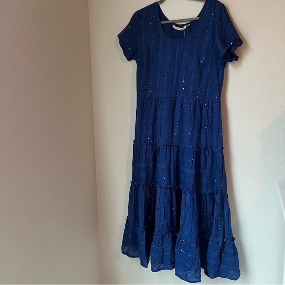 Soft Surroundings NWT $150 Kara Shimmer Tiered Sequin Maxi Dress Size M - Picture 3 of 11